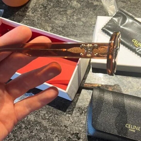 CELINE Triomphe 01 Sunglasses In Acetate BROWN CRYSTAL - Picture 2 of 4